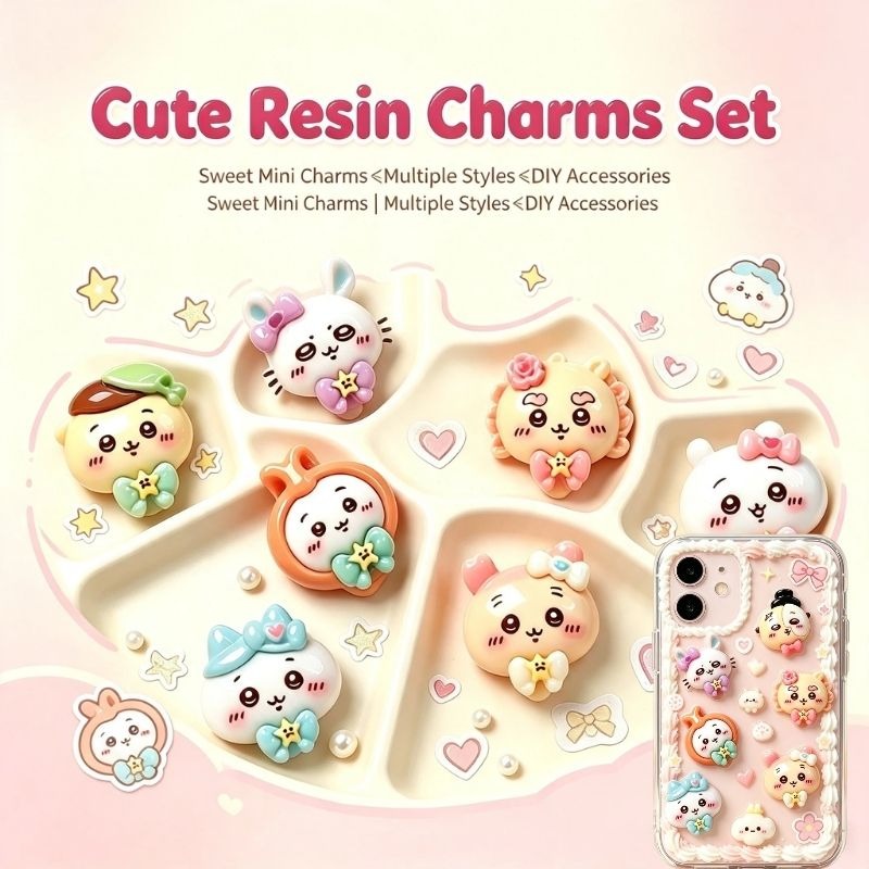 Phone Accessories Clipart - 20PCS-CHIIKAWA DIY Sanat Aksesuarı 3D Reçine