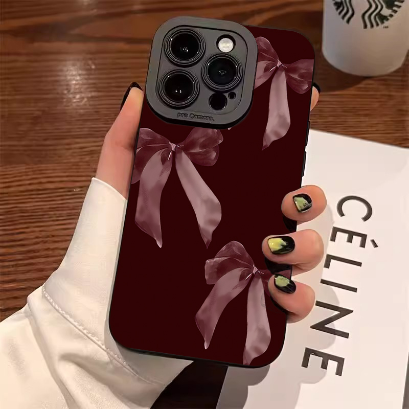 Şarap Kırmızısı Fiyonk Desenli - Phone Accessories Red incelemesi ve fiyatı